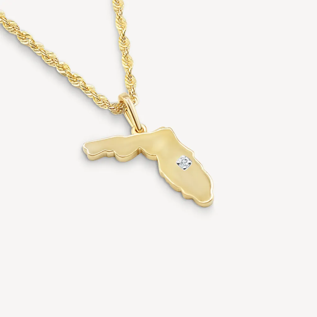 10K Gold Florida State Pendant