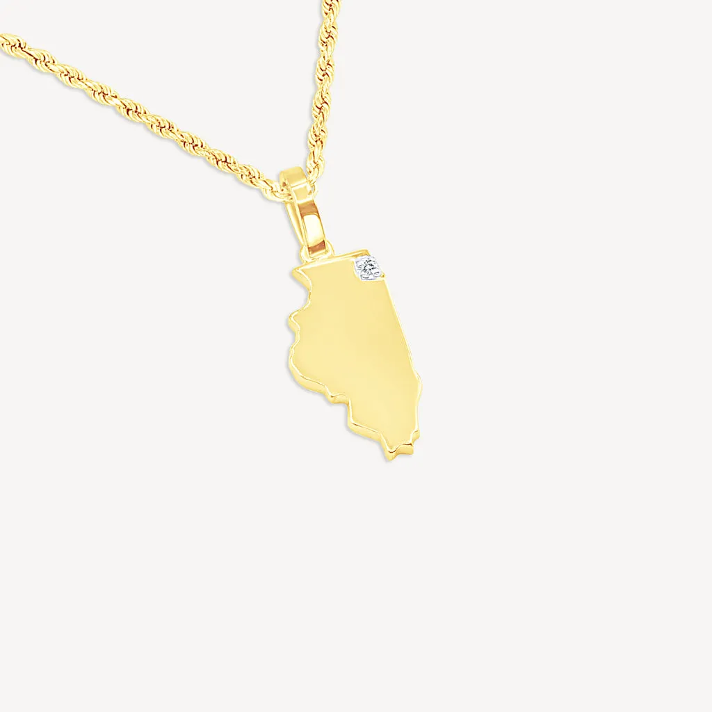 10K Gold Illinois State Pendant