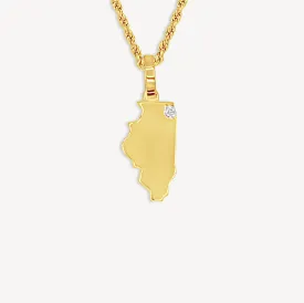 10K Gold Illinois State Pendant