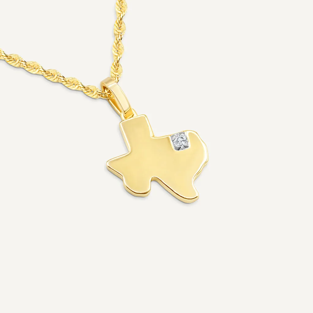 10K Gold Texas State Pendant