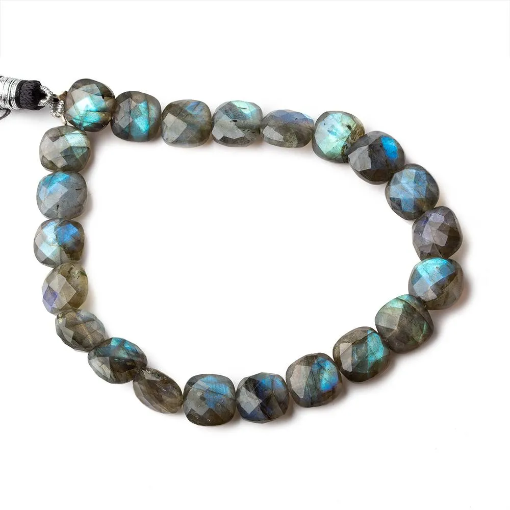 10mm Labradorite faceted pillows 8.5 inch 20 beads  A