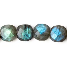 10mm Labradorite faceted pillows 8.5 inch 20 beads  A