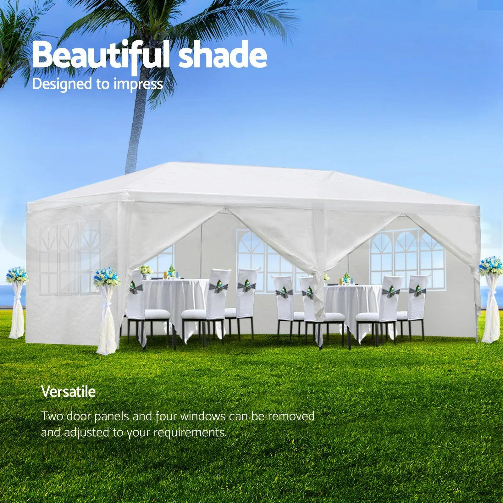 10x20' Wedding Party Canopy Tent Outdoor Gazebo with 6 Removable  Sidewalls