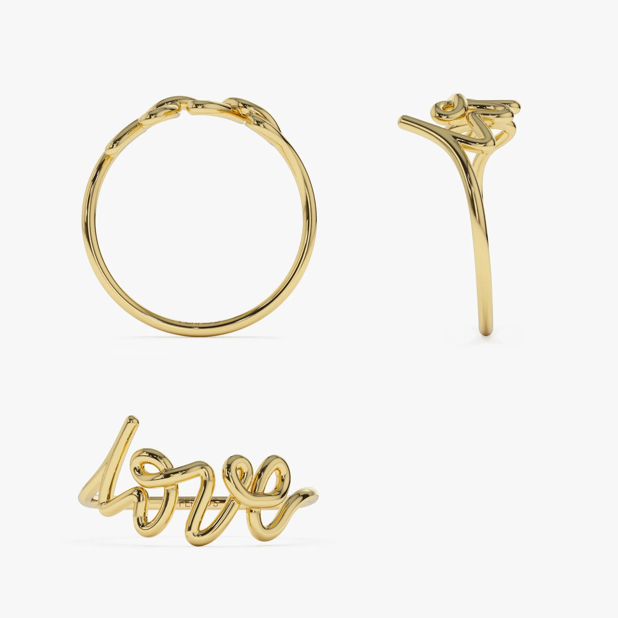 14K Gold Script Love Ring