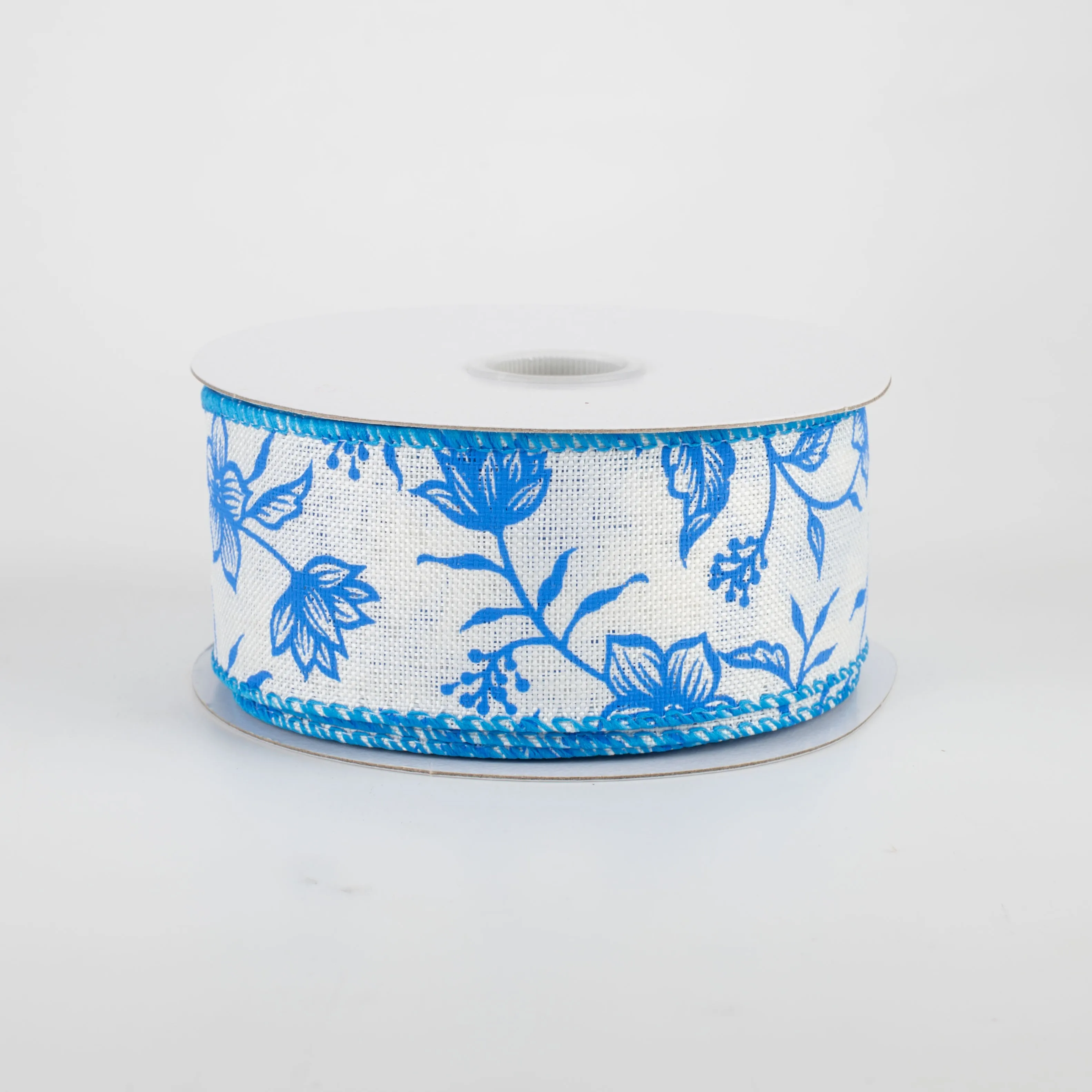 1.5" China Print Blue Flowers Ribbon (10 Yards)