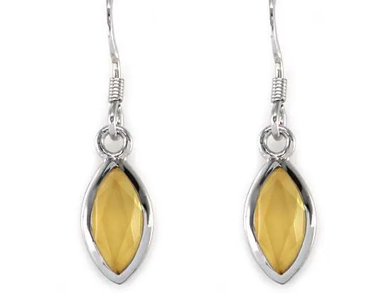 2 Carat Genuine Yellow Citrine 925 Sterling Silver Dangle Fine Earrings MXFE8005