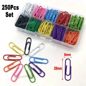 250Pcs Color Set Paperclips 28mm For Office School Book Wall Map Photo Memo Pad Notes Paper Clips Pins Stationery DIY Decoration