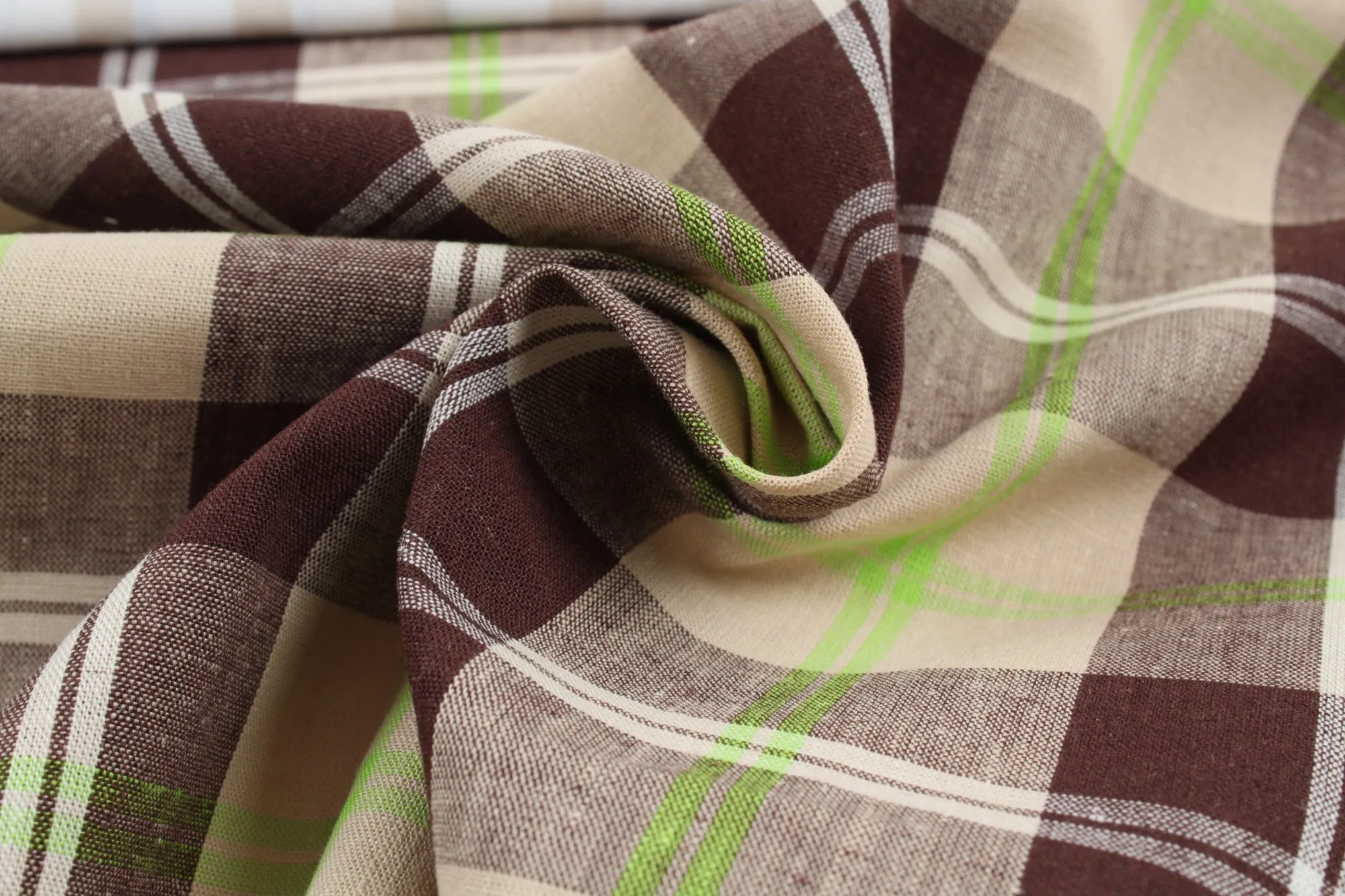 5 Mts Roll - Cotton Linen Tartan Checks for Summer  - OFFER: 9,50€/MT