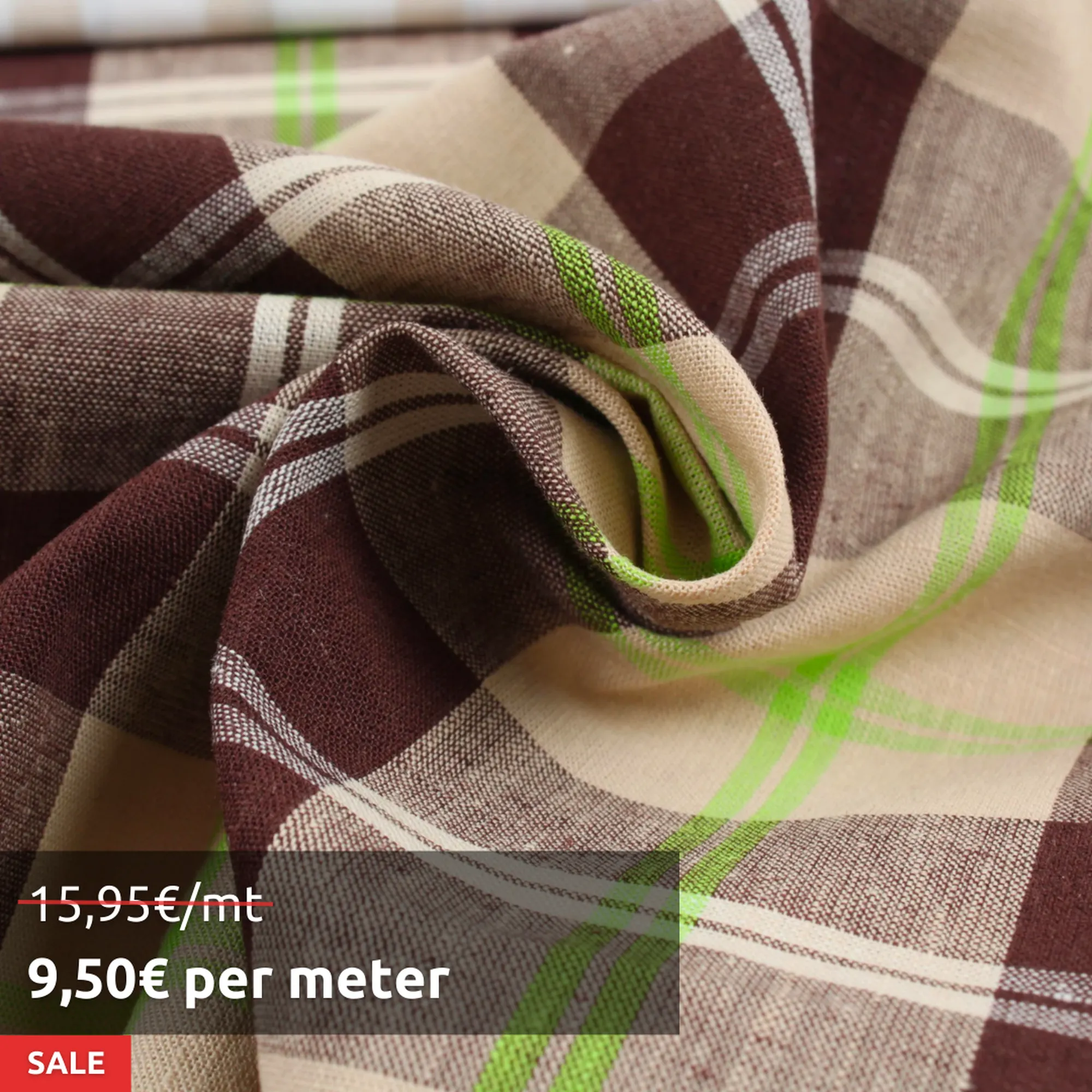 5 Mts Roll - Cotton Linen Tartan Checks for Summer  - OFFER: 9,50€/MT