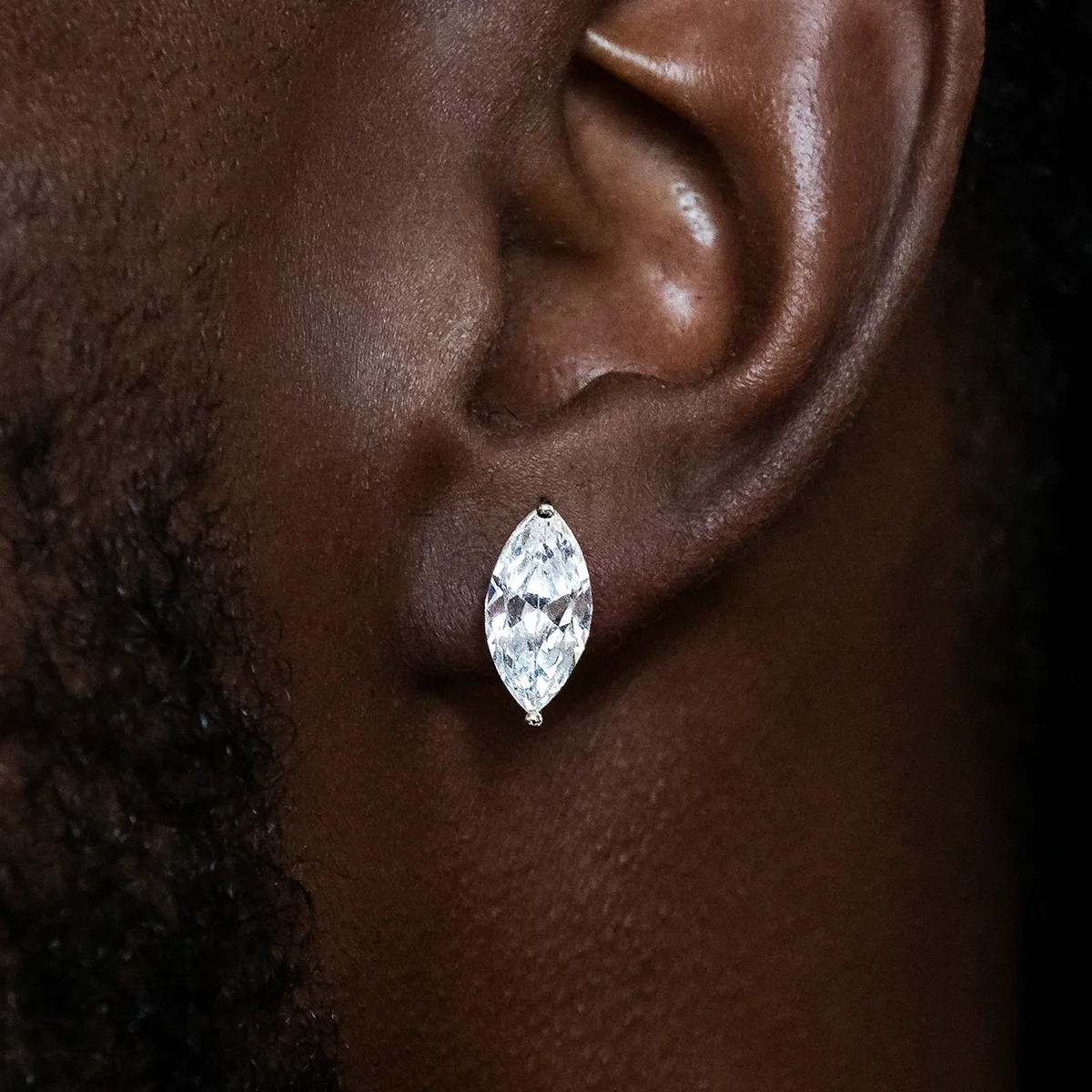 7mm Marquise Cut Diamond Stud Earrings in White Gold