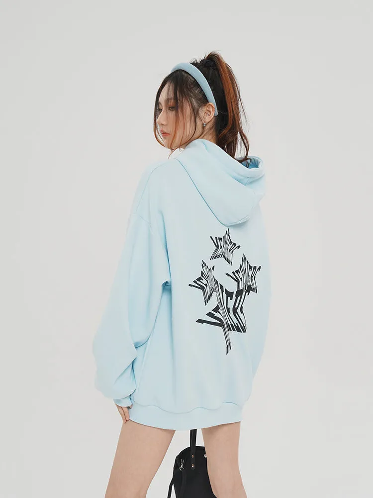 AllStars Solid Color Graphic Image Print Loose Long Sleeve Hoodie