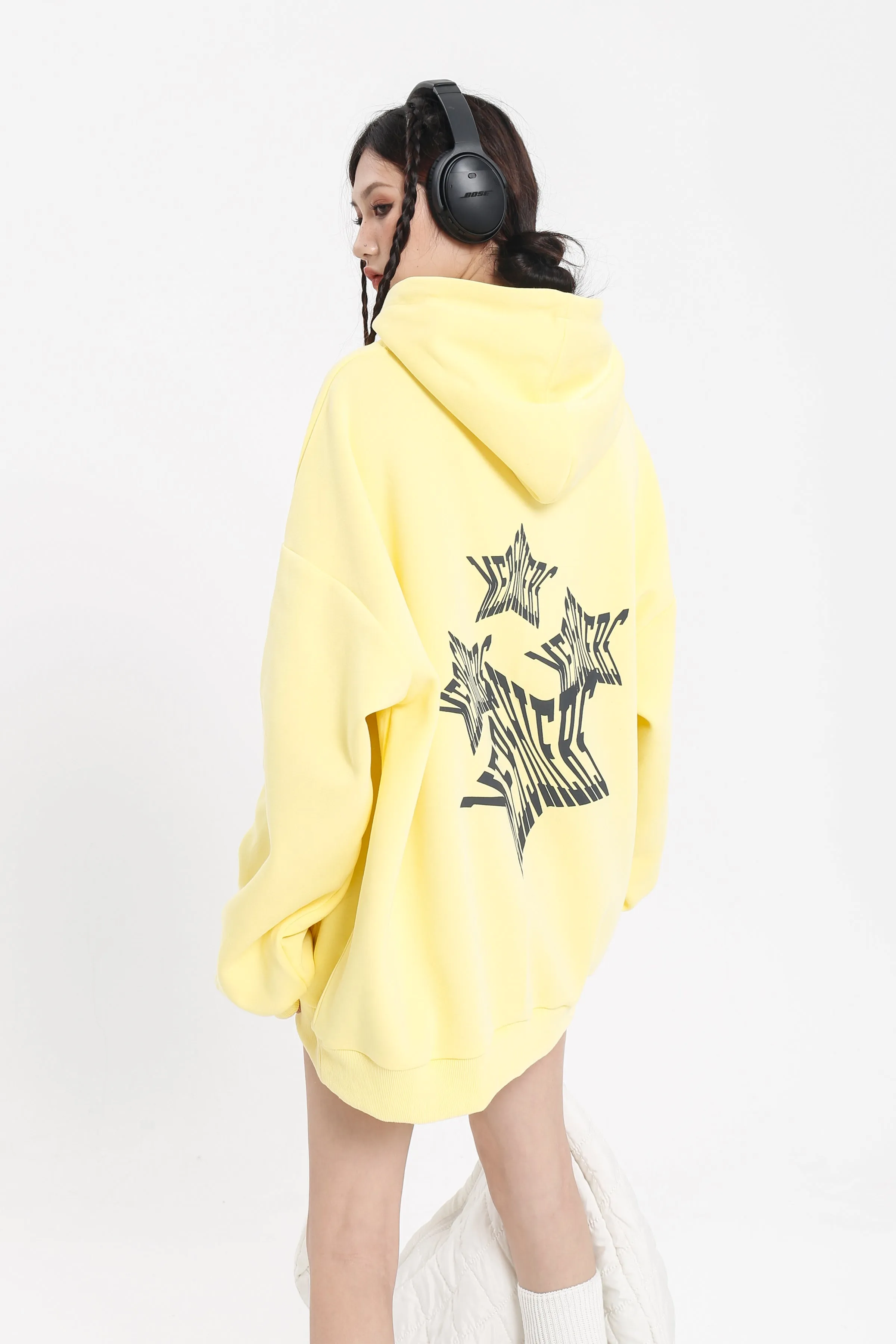 AllStars Solid Color Graphic Image Print Loose Long Sleeve Hoodie