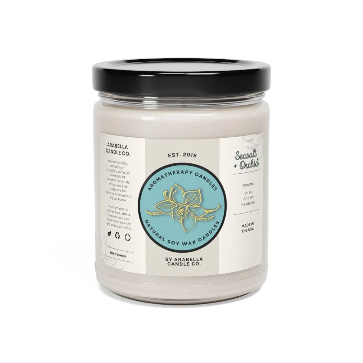 Arabella Co. Scented Soy Candle, 9oz - Sea Salt & Orchid