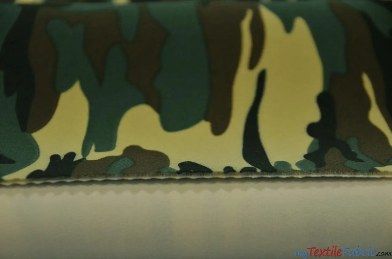 Army Camouflage Neoprene Knit | Knit Super Techno Fabric | 58/60" Wide | 2 mm Thickness | Neoprene Scuba |