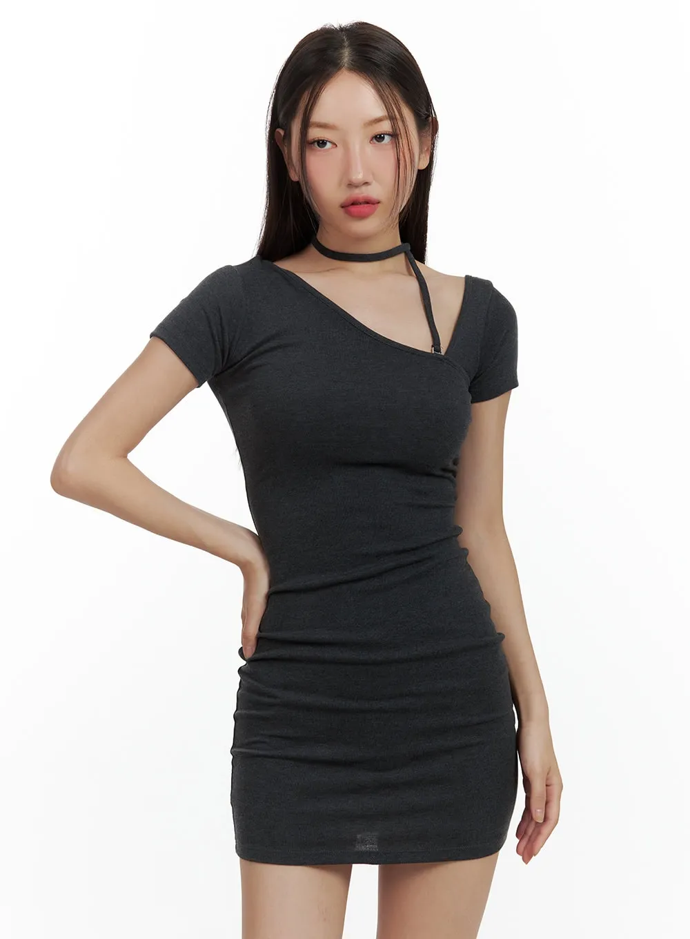 Asymmetrical Strap Mini Dress CU420