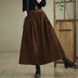 Babakud Women Autumn Loose Cotton Corduroy Skirt