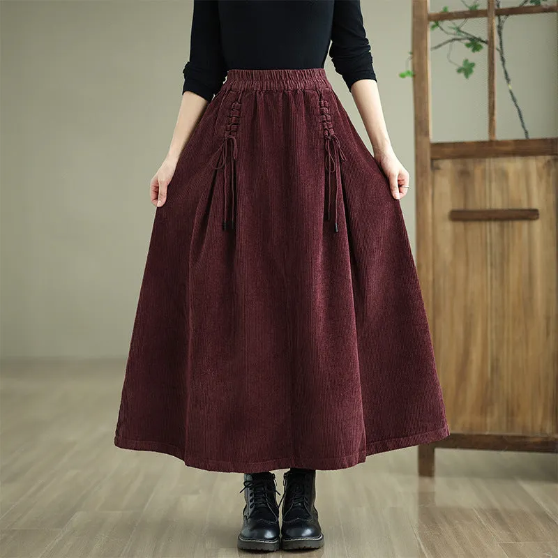 Babakud Women Autumn Loose Cotton Corduroy Skirt