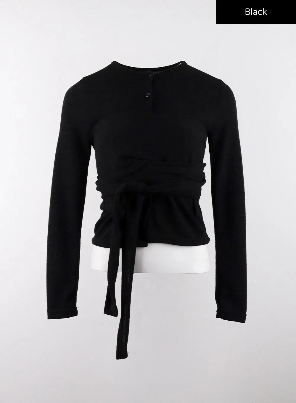 Back-Wrap Button Long Sleeve Top CD319