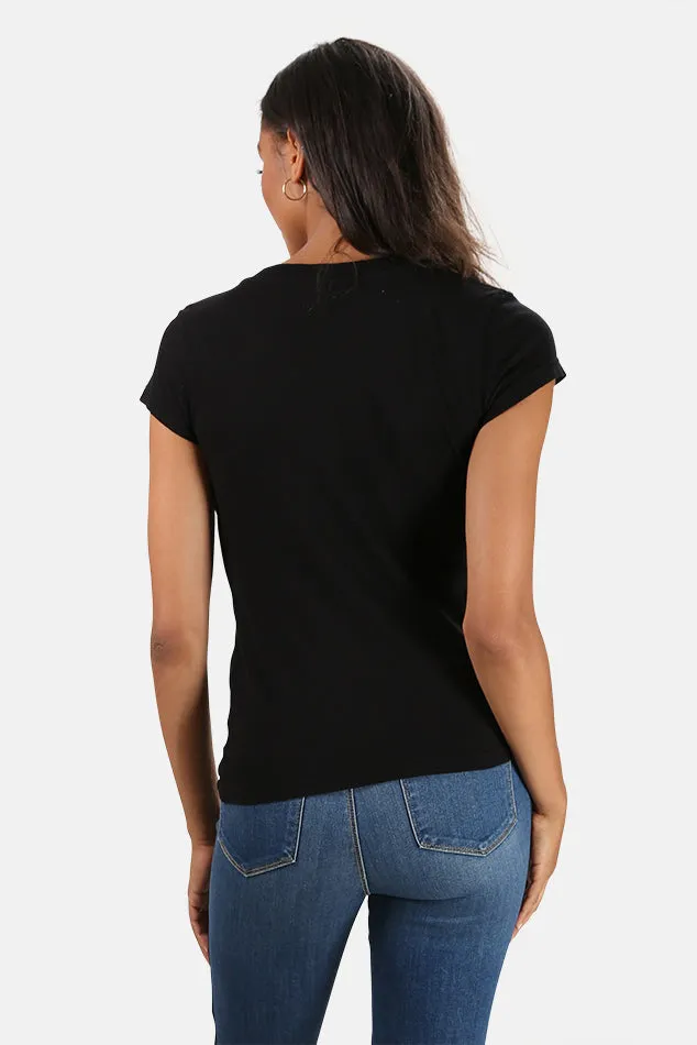 Becca V Neck Tee Black