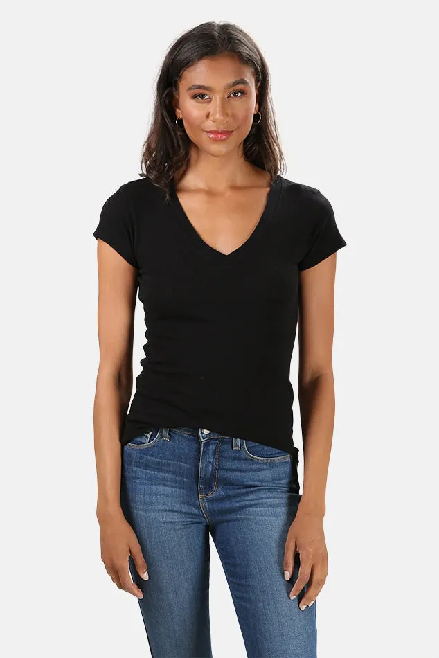 Becca V Neck Tee Black