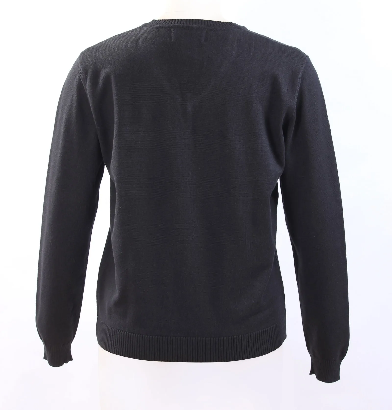 Black Cotton Knit V-neck sweater