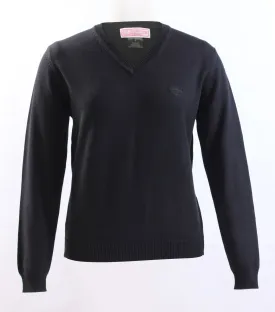 Black Cotton Knit V-neck sweater