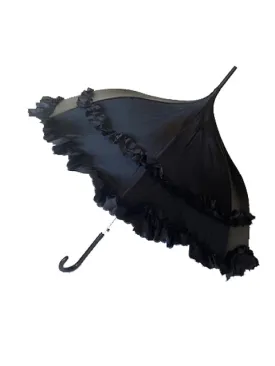 Black Satin Automatic Deluxe Carousel Umbrella