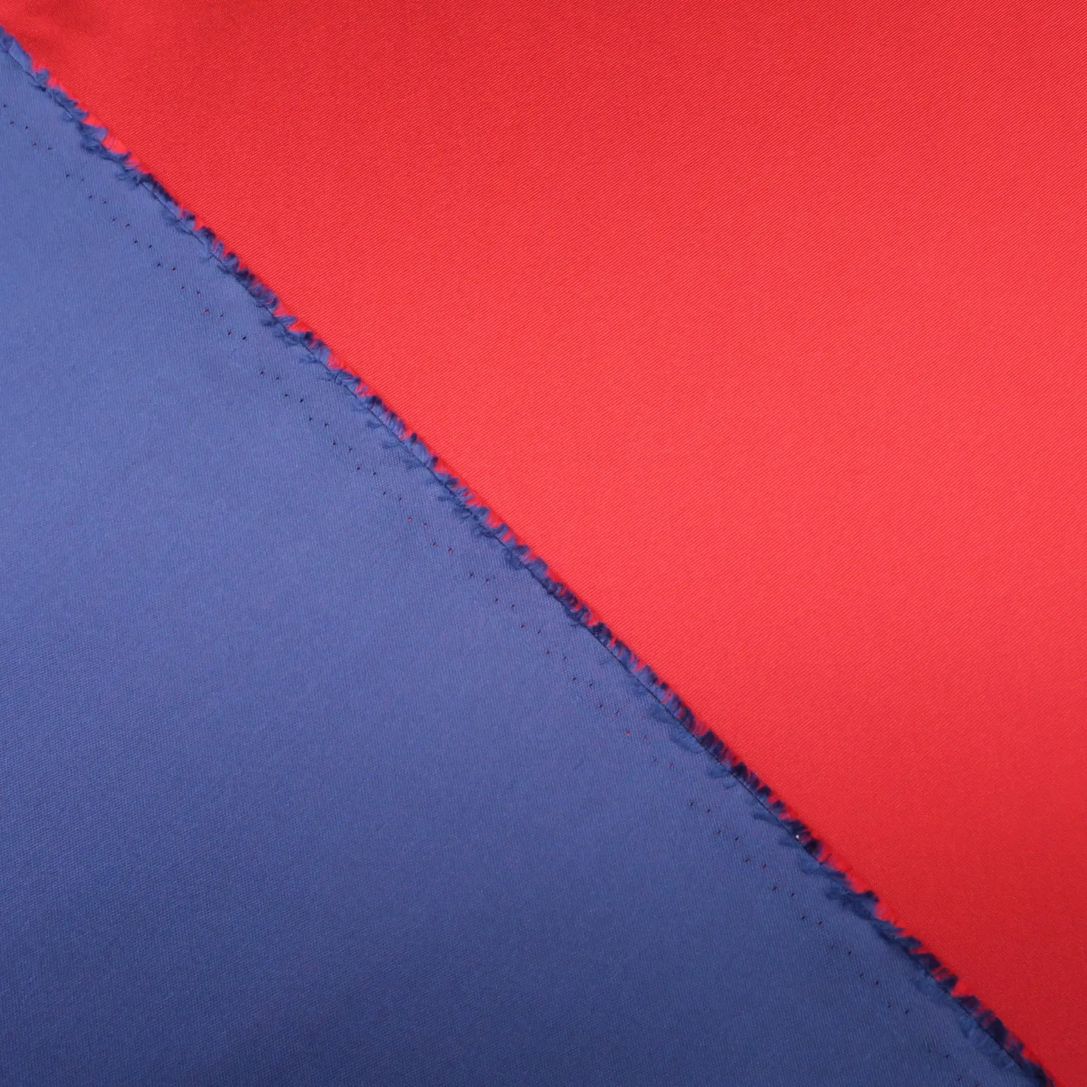 Blue and Red Double-Sided Solid Silk Mikado Fabric