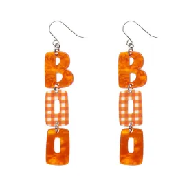 BOO Gingham Drop Earrings - Orange