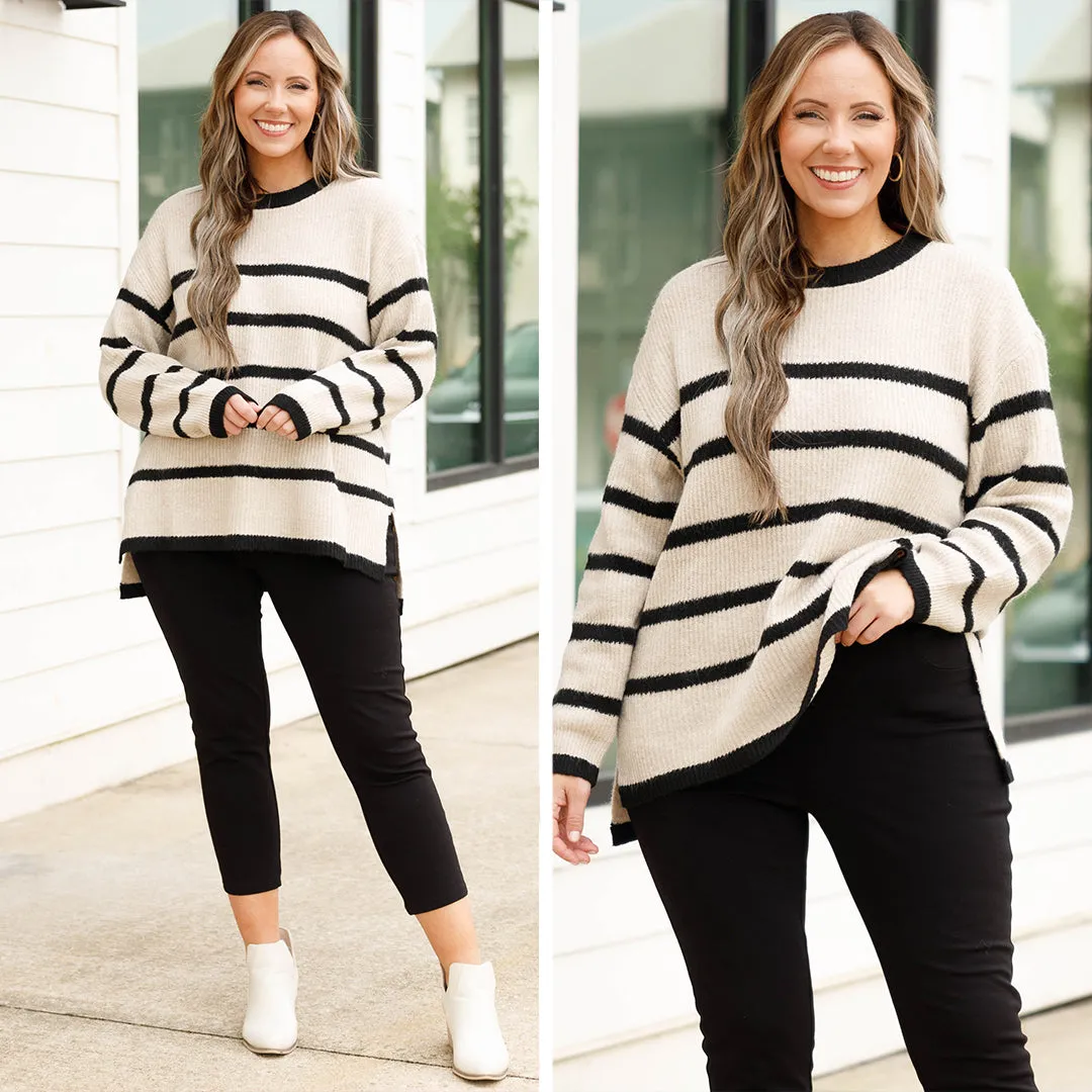 Breath Of Life Sweater, Oatmeal-Black