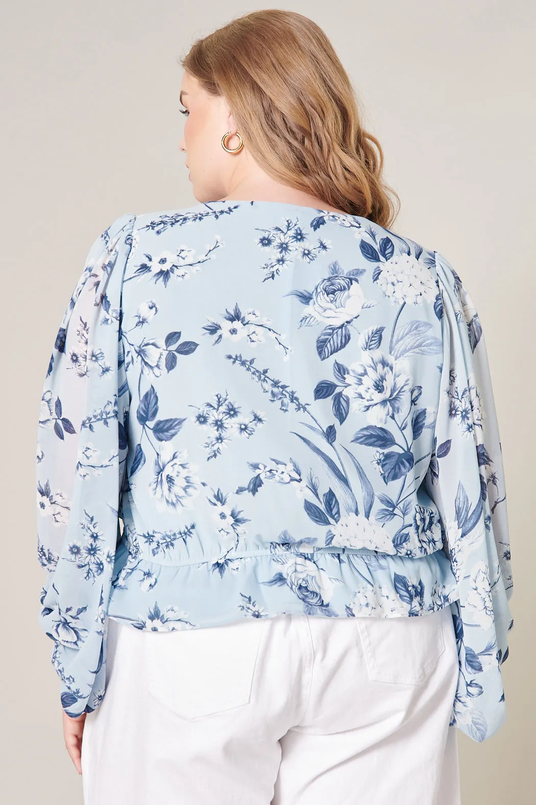 Cadaval Floral Ways Balloon Sleeve Blouse Curve