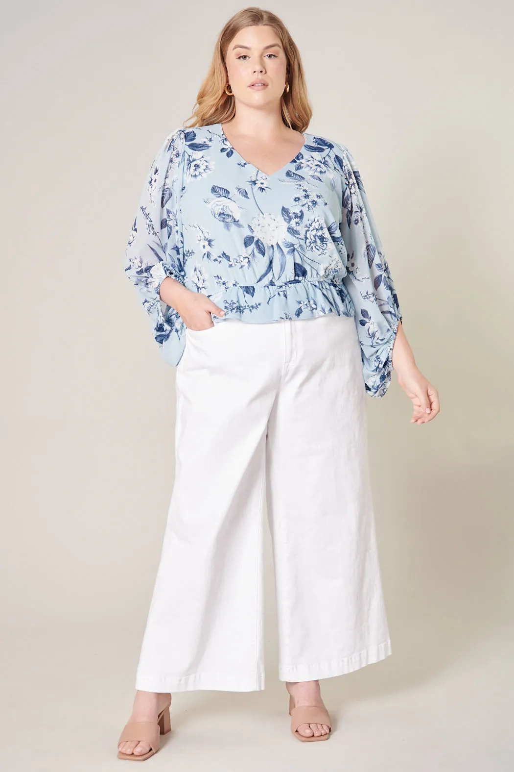 Cadaval Floral Ways Balloon Sleeve Blouse Curve