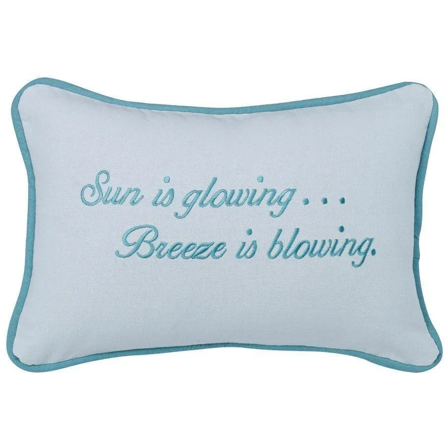 Catalina Turquoise "Sun Is Glowing..." Lumbar Pillow