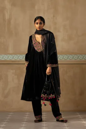 Charcoal Zardozi Kashmiri Kurta Set