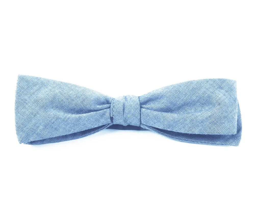 Classic Chambray Sky Blue Bow Tie