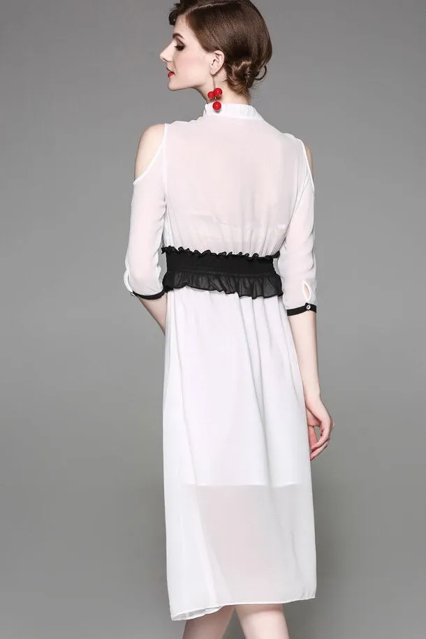 Cold Shoulder Chiffon Dress