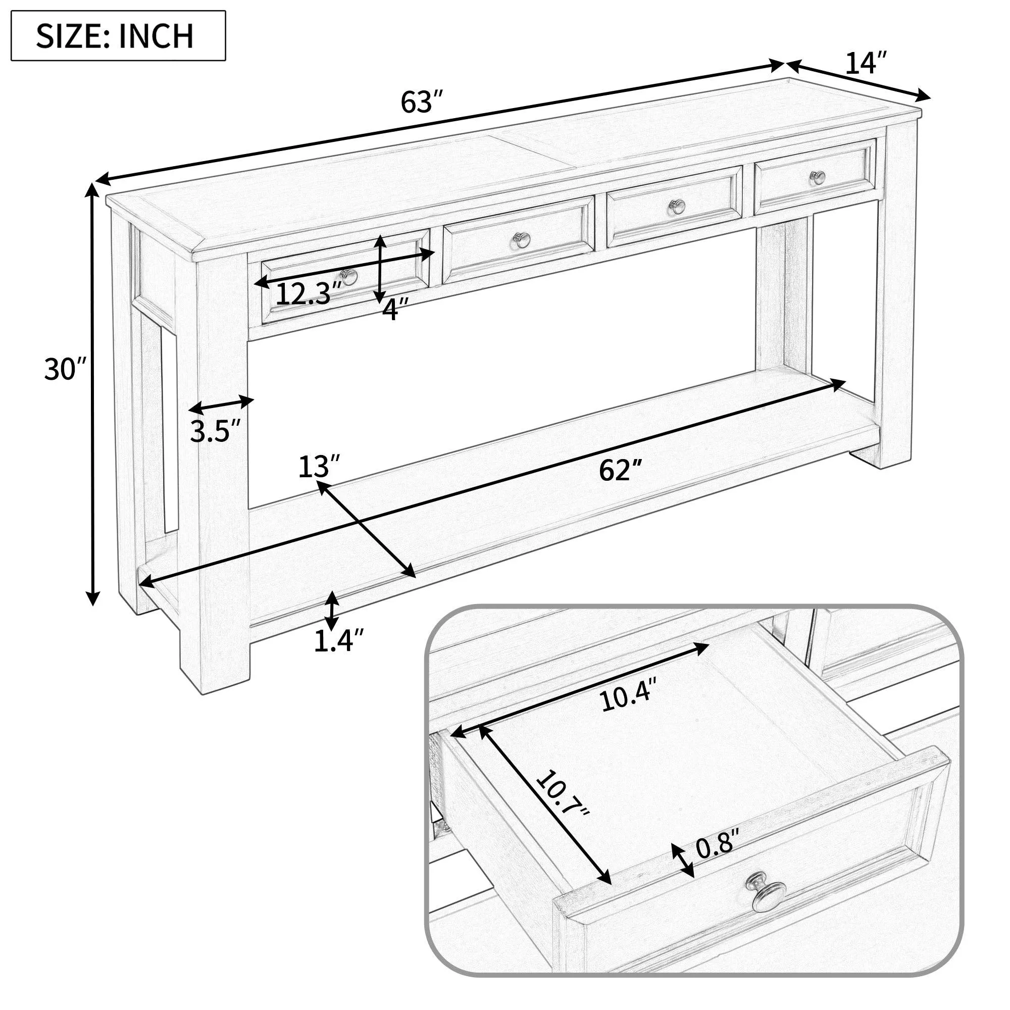 Console Table/Sofa Table with Storage Drawers and Bottom Shelf for Entryway or Hallway (Espresso)