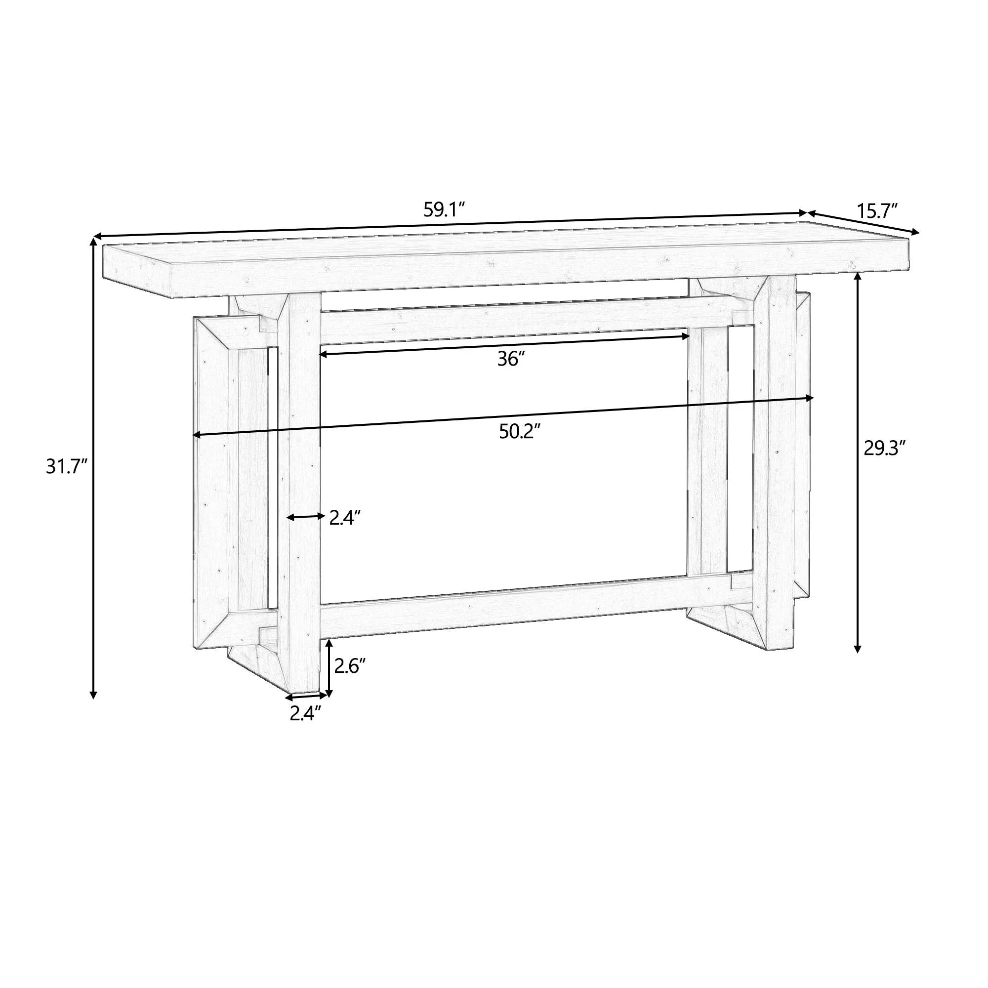 Contemporary Console Table, Extra Long with Wood Top for Entryway and Hallway