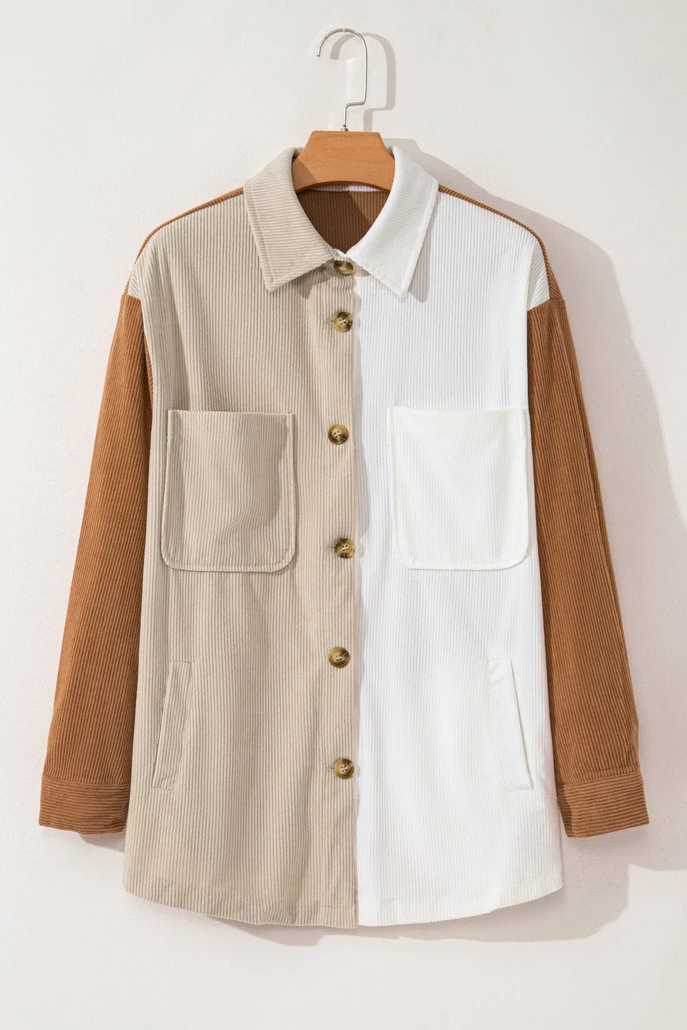 Corduroy Color Block Loose Shacket