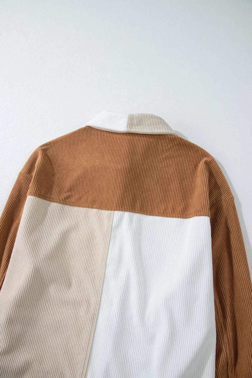 Corduroy Color Block Loose Shacket