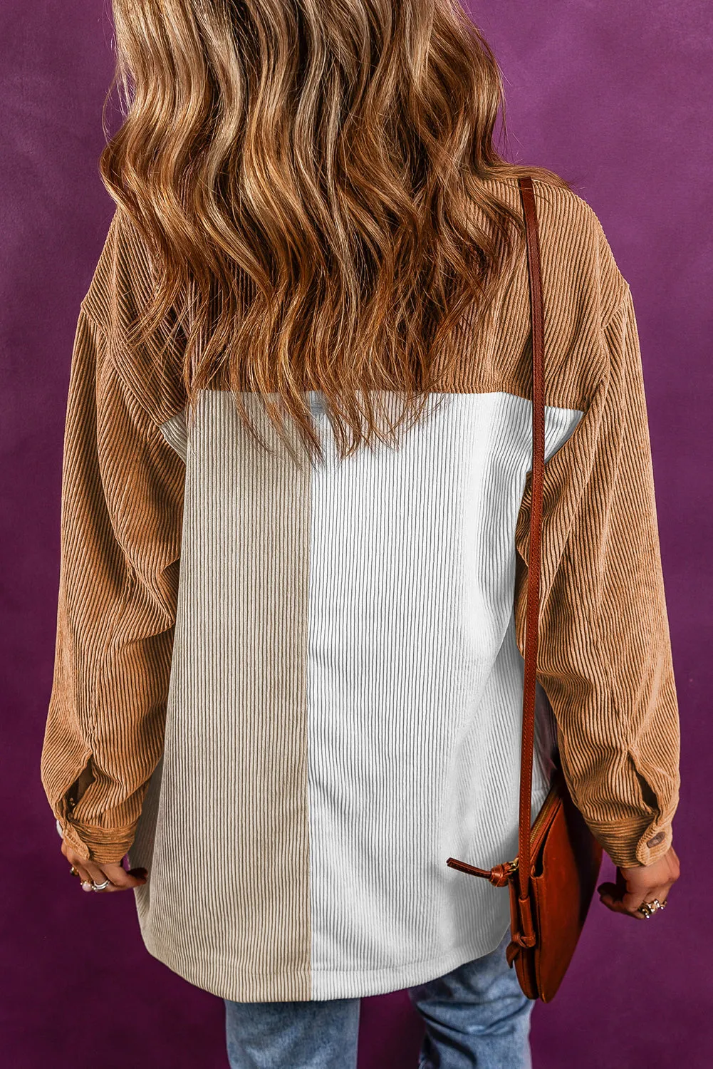 Corduroy Color Block Loose Shacket