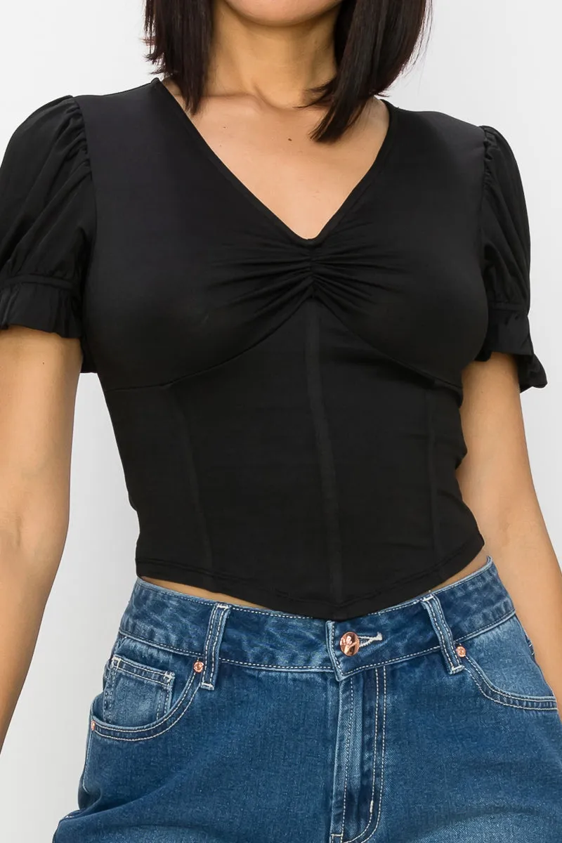 Corset Bustier V-neck Crop Top