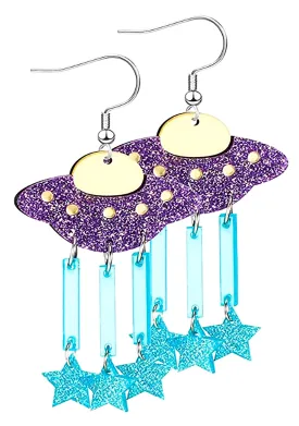 Cosmic Starlight UFO Resin Earrings