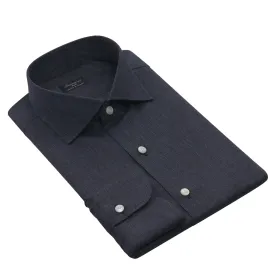 Cotton-Blend Shirt in Dark Blue