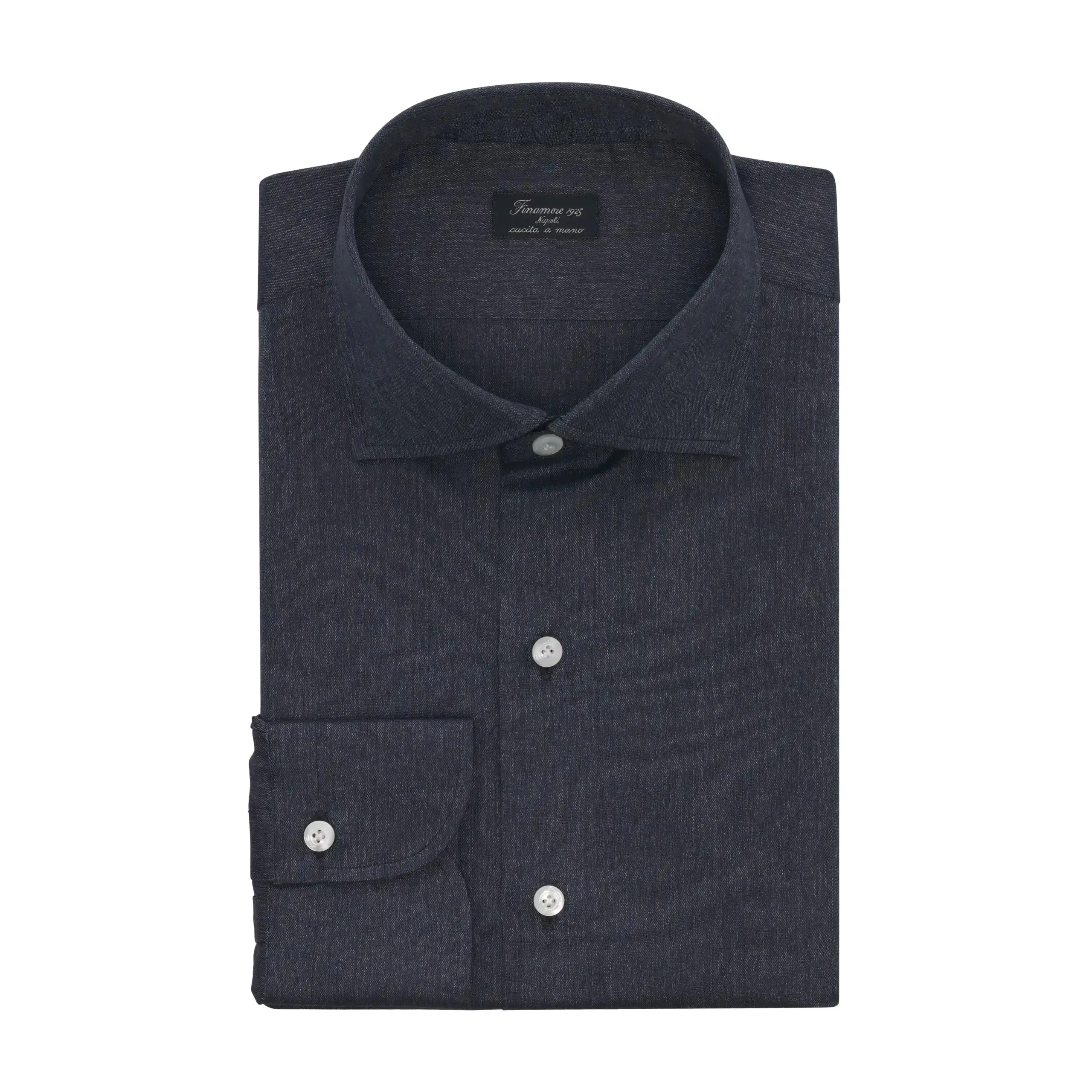 Cotton-Blend Shirt in Dark Blue