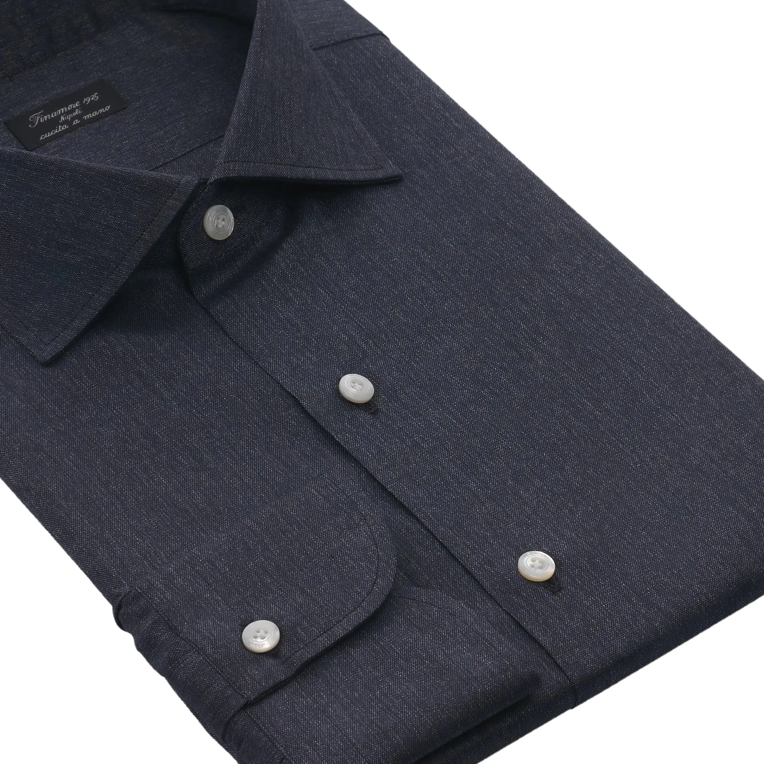 Cotton-Blend Shirt in Dark Blue