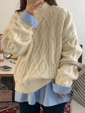 Cozy Warm Pullover Cable Knit Sweater