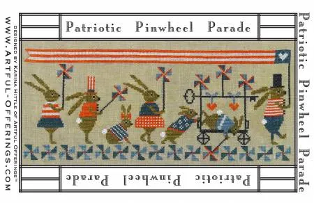 Cross-Stitch Sampler Pattern PATRIOTIC PINWHEEL PARADE # XS22189 by Artful Offerings