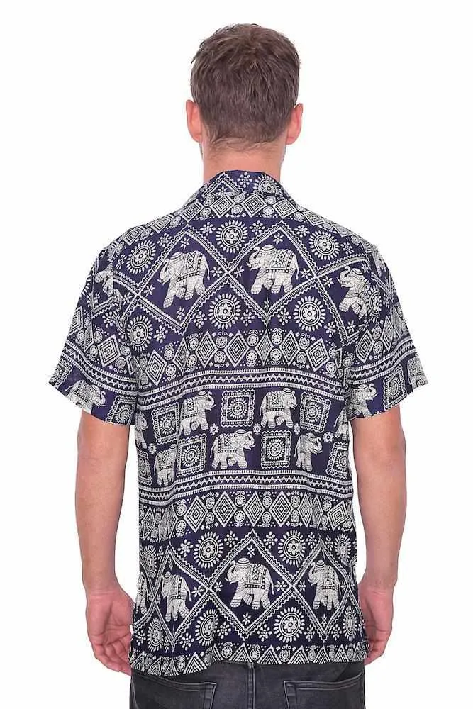 Dark Blue Elephant Hawaiian Shirt