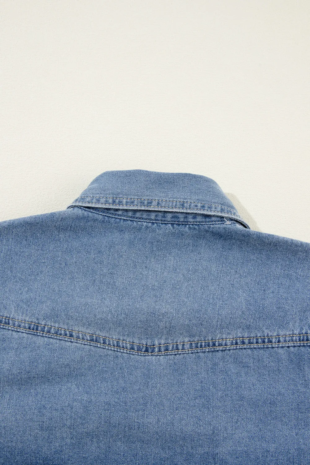 Dusk Blue Flap Pockets Slim Buttoned Denim Shirt